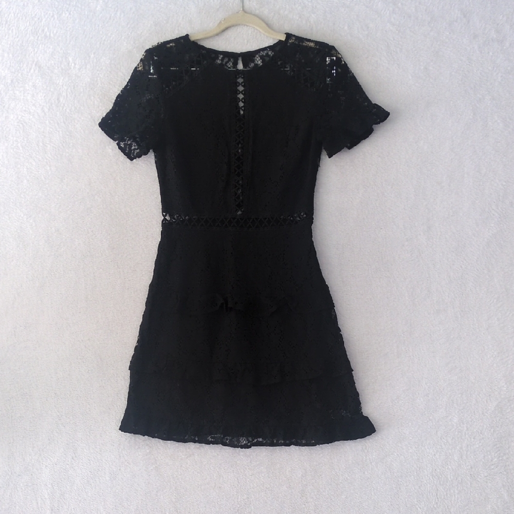 Black Lace Witchy Whimsigoth Junior's Mini‎ Dress Size S